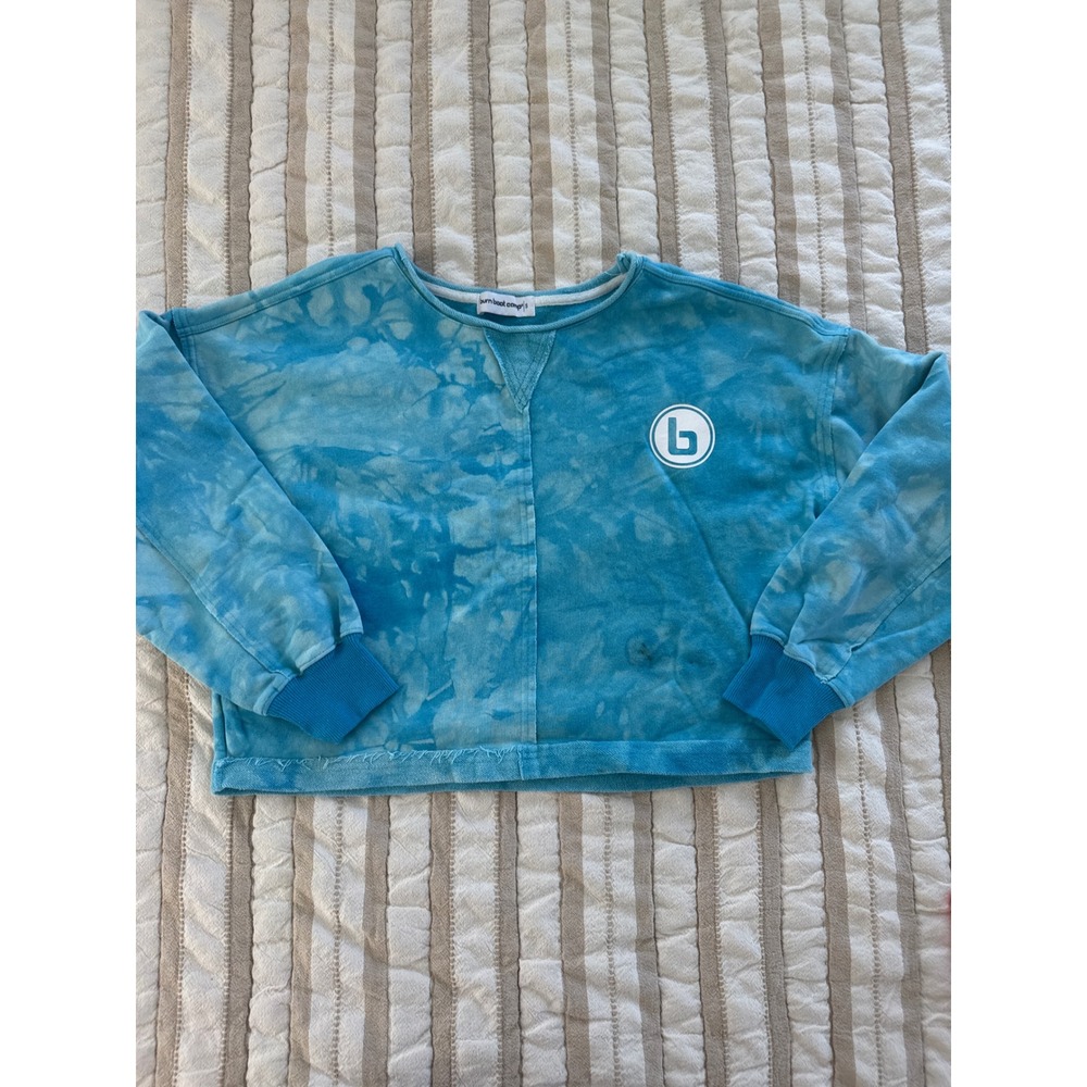 Burn Boot Camp Blue Tie Dye Cropped Sweatshirt Stop Starting Over Graphic Small